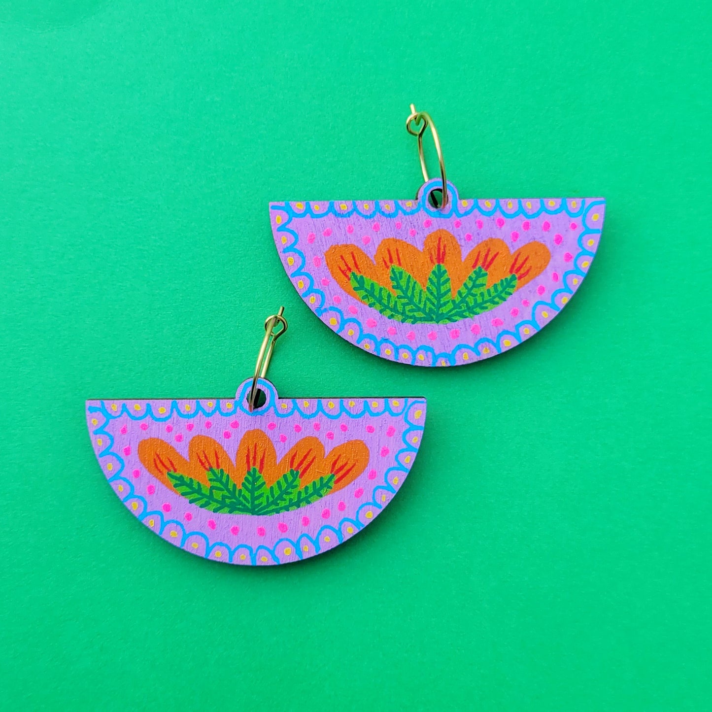 Lilac folk earrings